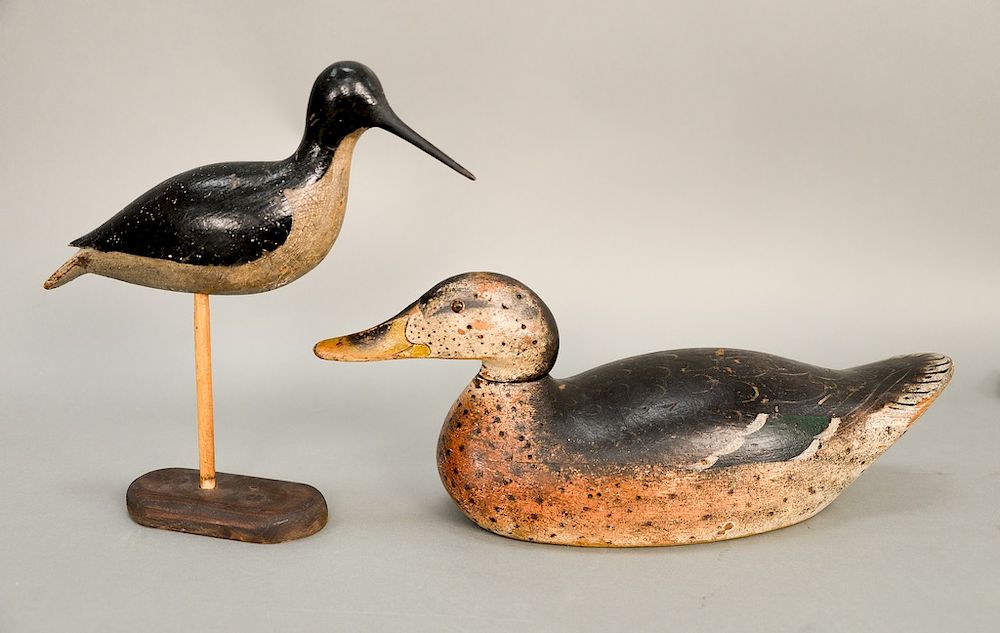 Appraisal: Two decoys including one duck decoy with glass eyes and