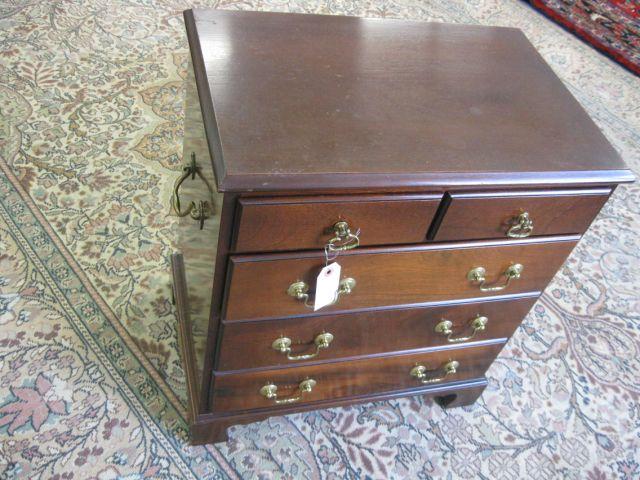 Appraisal: Mahogany Bedside Cabinet two over three drawers tall wide deep