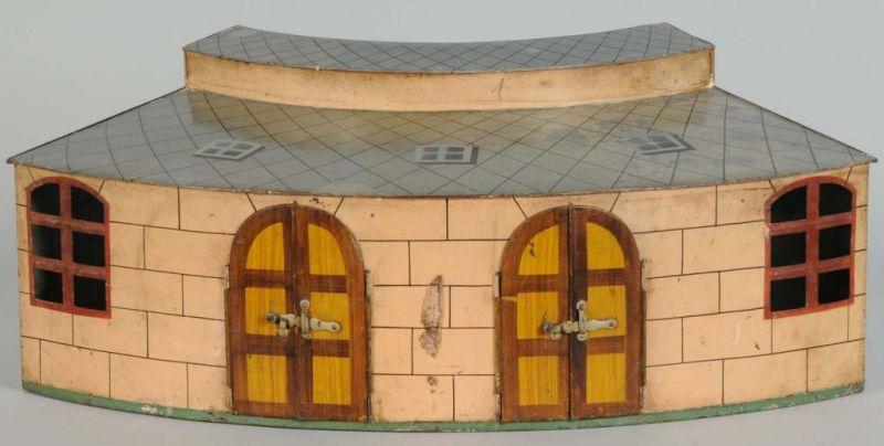 Appraisal: Marklin O-Gauge -Stoll Rail Roundhouse Description Circa Tin Hand-painted and