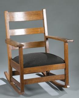 Appraisal: An L JG Stickley oak rocker An L JG Stickley