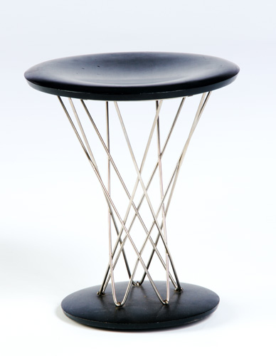 Appraisal: ISAMU NOGUCHI Ebonized wood and chrome rocking stool x