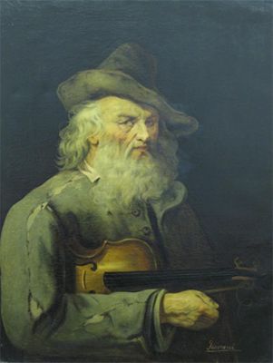 Appraisal: Giovani Italian th Century The rustic musician Signed Oil on