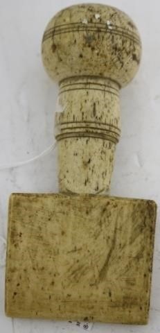 Appraisal: MID- TH C SAILOR MADE WHALEBONE SEAM RUBBERWITH INCISED TURNED