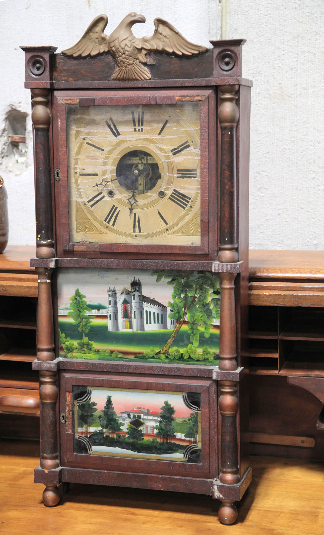 Appraisal: BIRGE MALLORY TRIPLE DECKER SHELF CLOCK Connecticut late th century