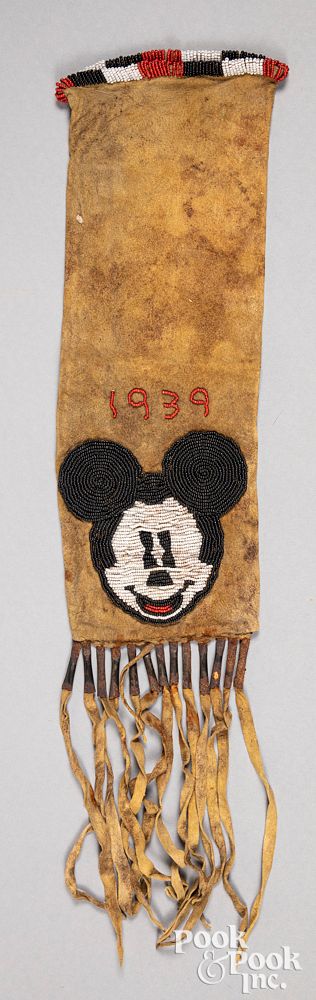 Appraisal: Unique Plains Indian Mickey Mouse beaded pipe bag Unique Plains