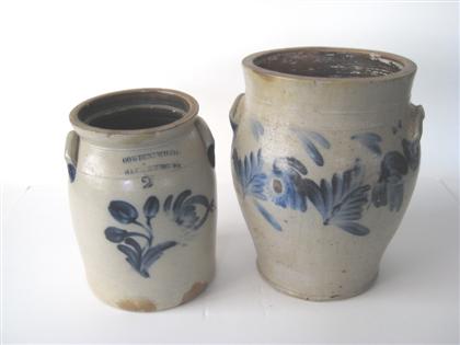 Appraisal: Two cobalt-decorated stoneware crocks pennsylvania th century Including a two