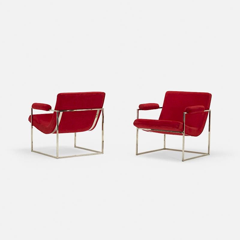 Appraisal: Milo Baughman armchairs pair Milo Baughman armchairs pair Thayer Coggin