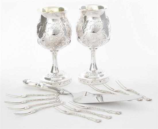 Appraisal: American silver and silverplate table articles Gorham sterling cocktails forks