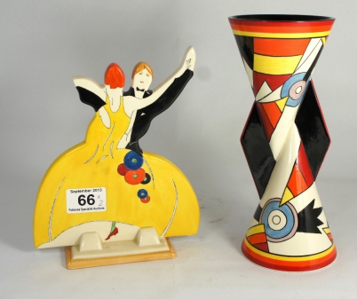 Appraisal: Wedgwood Vase Bizarre Clarice Cliff design Jean Booth to Base