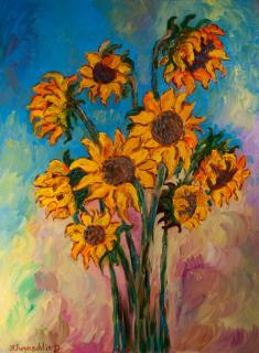 Appraisal: Kheyradolin Dzhaffarov Sunflowers Oil on Canvas Kheyradolin Dzhaffarov Russia oil