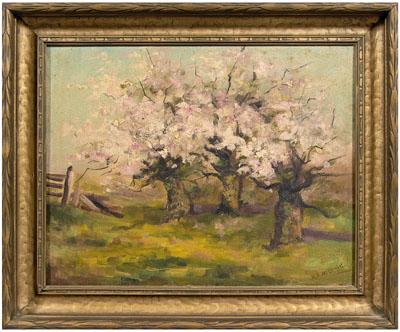 Appraisal: Mary Louise McLaughlin painting cherry trees in bloom signed lower