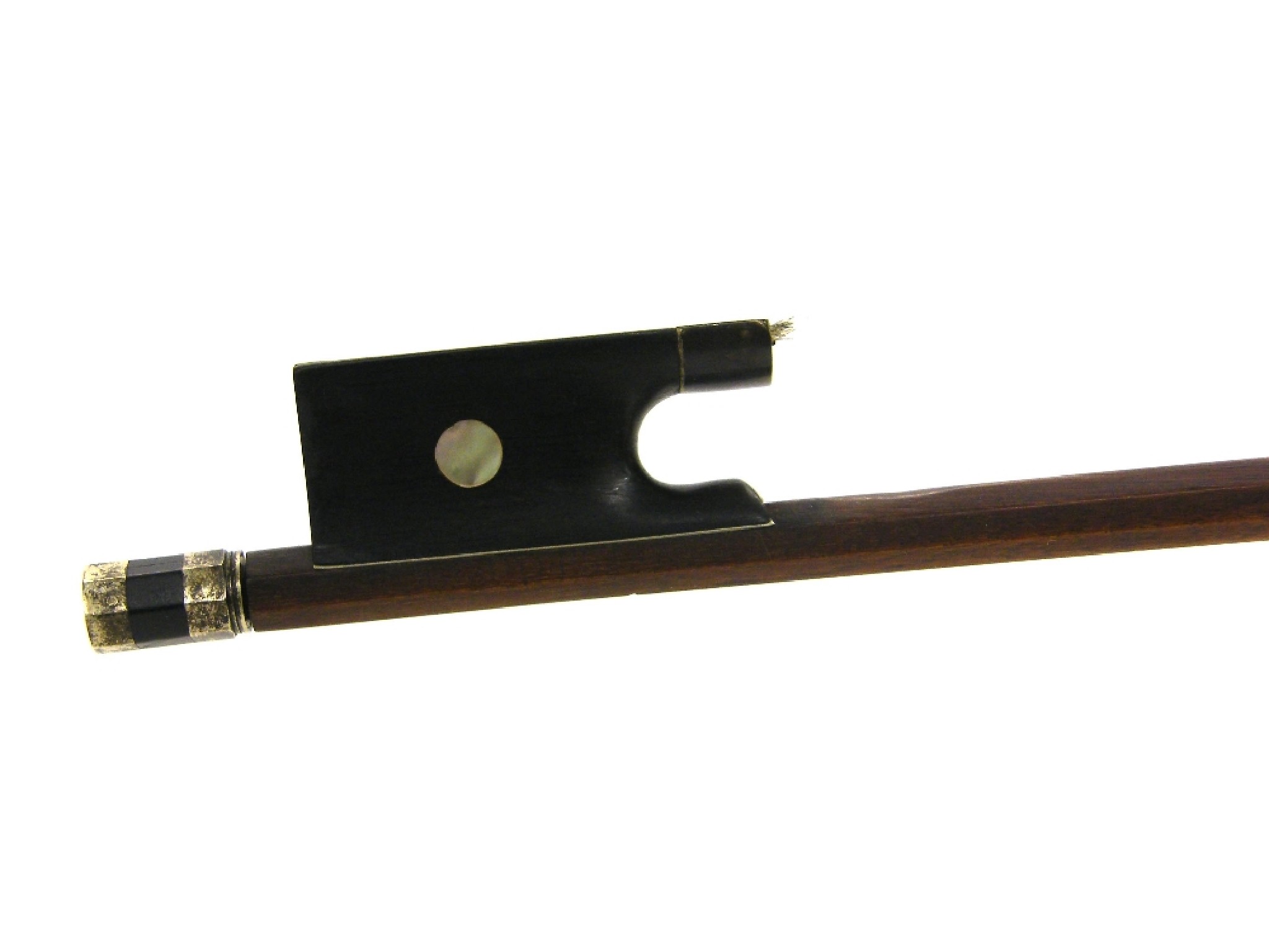 Appraisal: Silver mounted violin bow stamped Lupot the stick round the