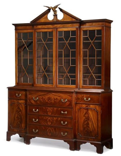 Appraisal: Federal mahogany breakfront secretaire bookcaseprobably baltimore late th century early