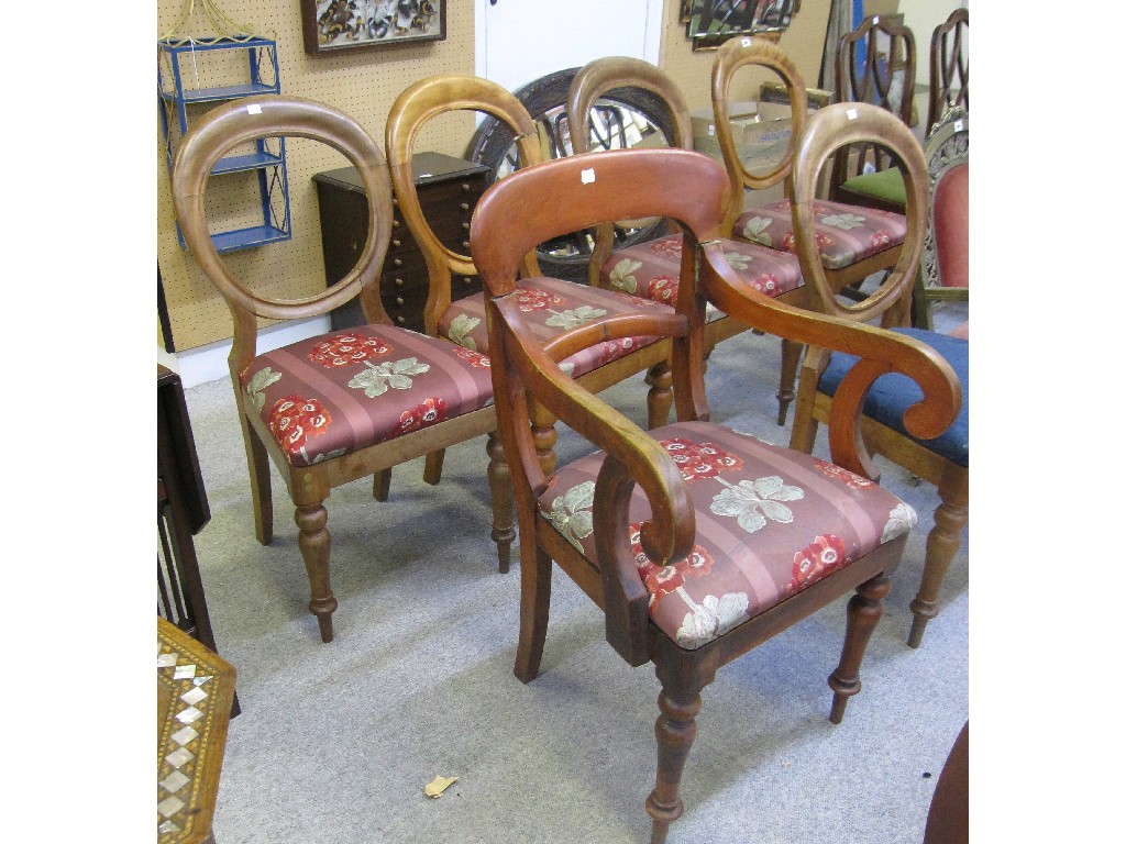 Appraisal: Lot comprising five balloon back chairs and a carver