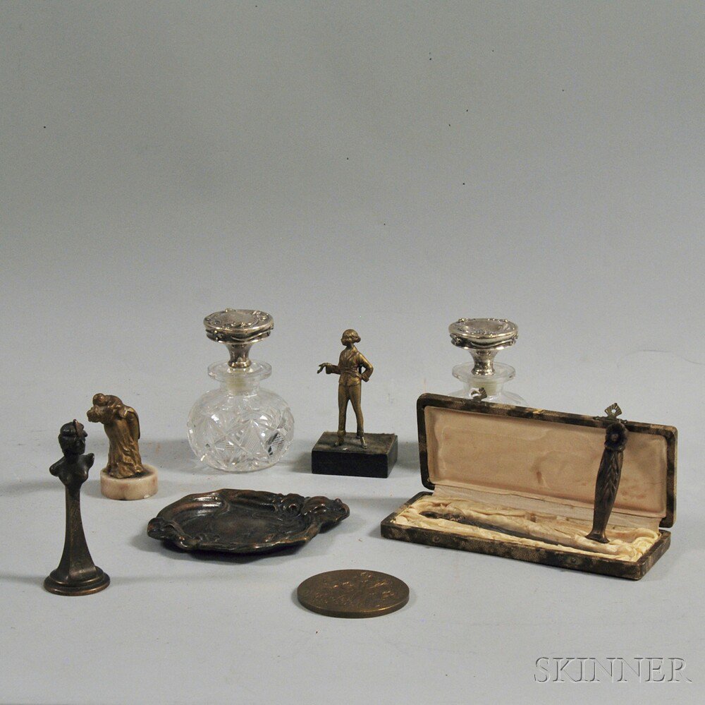 Appraisal: Eight Mostly Art Nouveau Decorative and Desk Accessories a pair