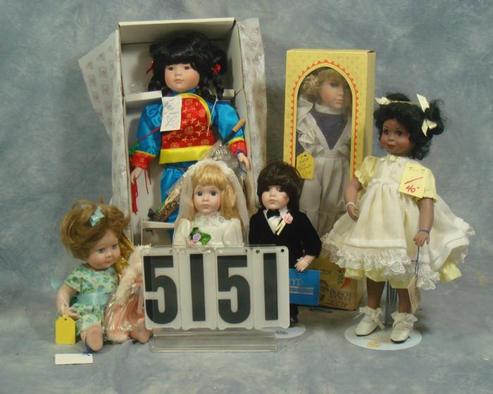 Appraisal: Porcelain Doll lot to inch tall dolls Treasury Collection MYD