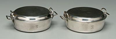 Appraisal: Pair Viennese silver entre eacute dishes round with square handles