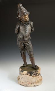 Appraisal: Leon Mignon - Belgian Young Punchinello th c patinated bronze