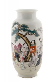 Appraisal: Chinese Porcelain Vase with Courtly Women Cranes Chinese th century