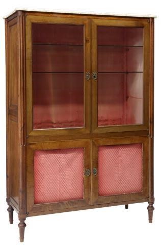 Appraisal: French Louis XVI style marble-top mahogany vitrine early th c