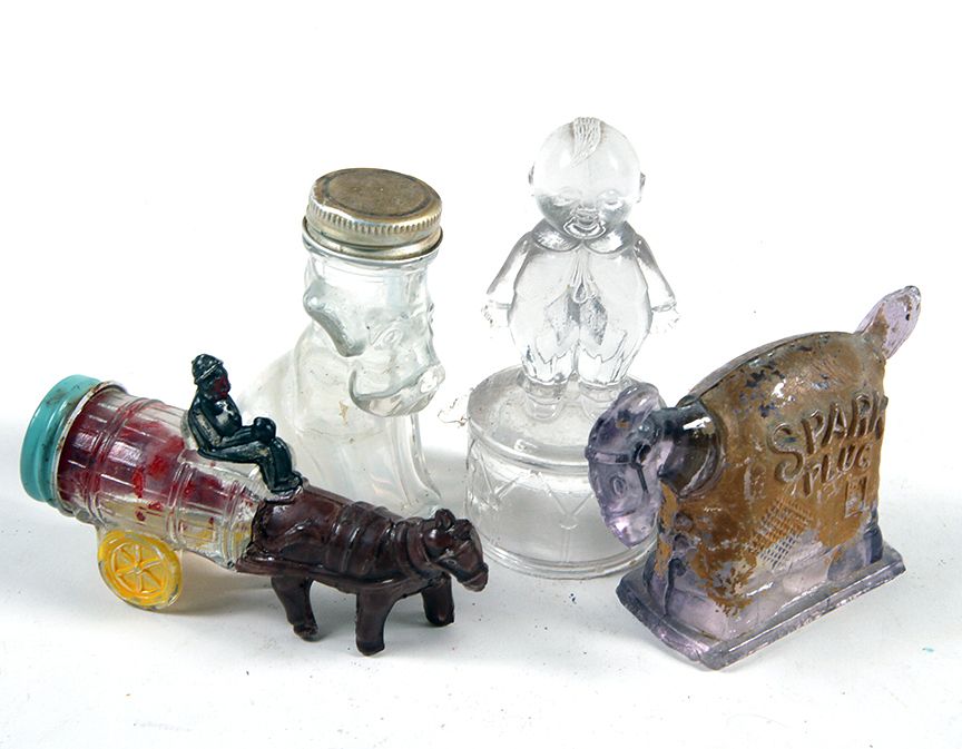 Appraisal: Group of Glass Candy Containers Four candy containers including spark