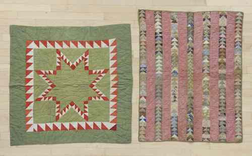 Appraisal: Two patchwork crib quilts th c x and x