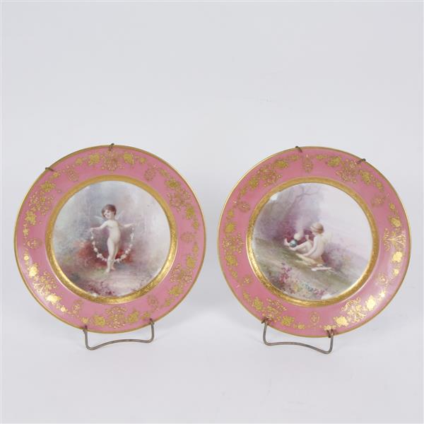 Appraisal: Pair Lenox Tiffany Co hand painted and gilt porcelain plates