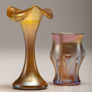 Appraisal: Quezal and Tiffany Studios American Early th Century Two Vases