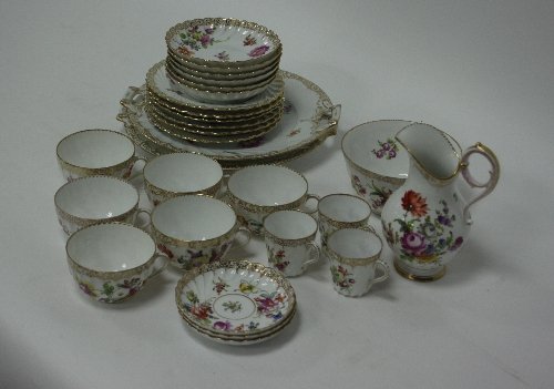 Appraisal: A quantity of Dresden tea wares decorated flowers within gilt