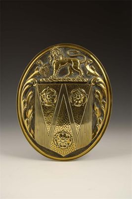 Appraisal: A th century oval brass coat of arms of a