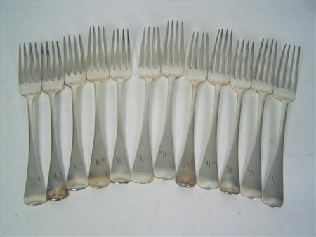 Appraisal: A matched set of twelve table forks various dates and