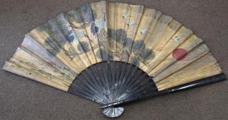 Appraisal: Large Hand Painted Chinese Fan Signed Large Hand Painted Chinese