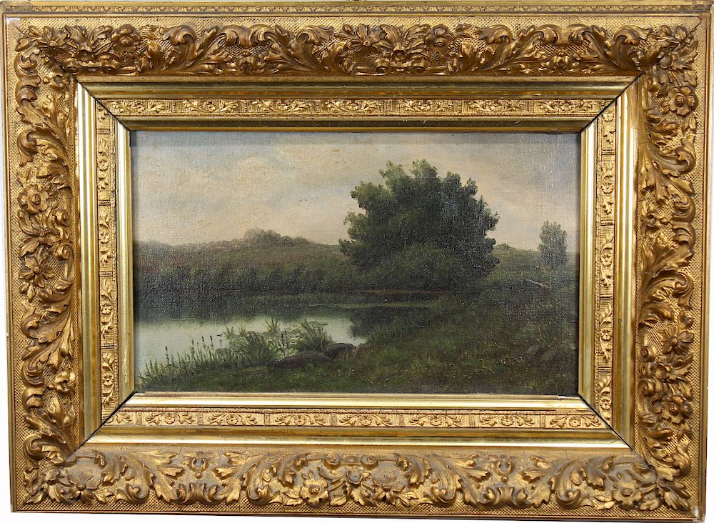 Appraisal: Signed th C American River Landscape Signed th C American