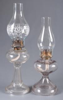 Appraisal: Queen Anne Oil Lamp Other Two Queen Anne glass oil