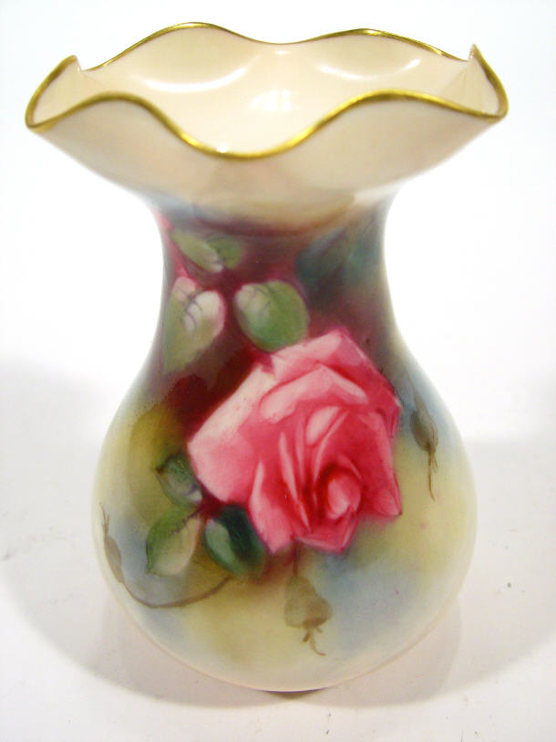 Appraisal: Royal Worcester porcelain vase hand painted with roses factory mark