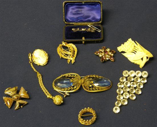 Appraisal: Case of fashion jewellery brooches a case containing two imitation