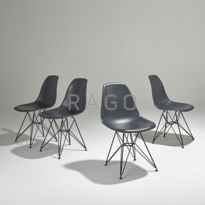 Appraisal: CHARLES AND RAY EAMES Four Shell chairs with Eiffel tower