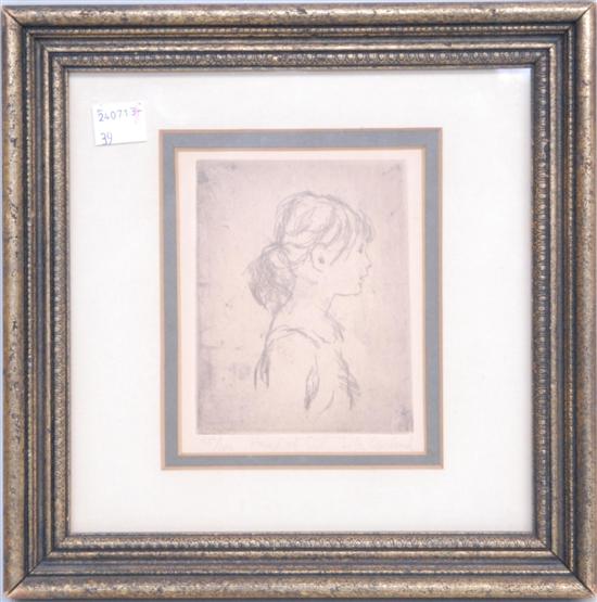 Appraisal: COPELAND LILA ETCHING Head of Girl signed and numbered X