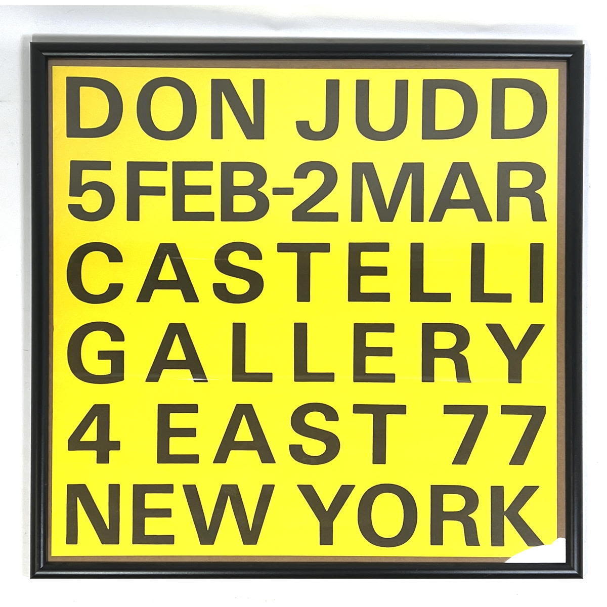 Appraisal: Donald Jud Foundation Poster for Castelli Gallery Dimensions H inches