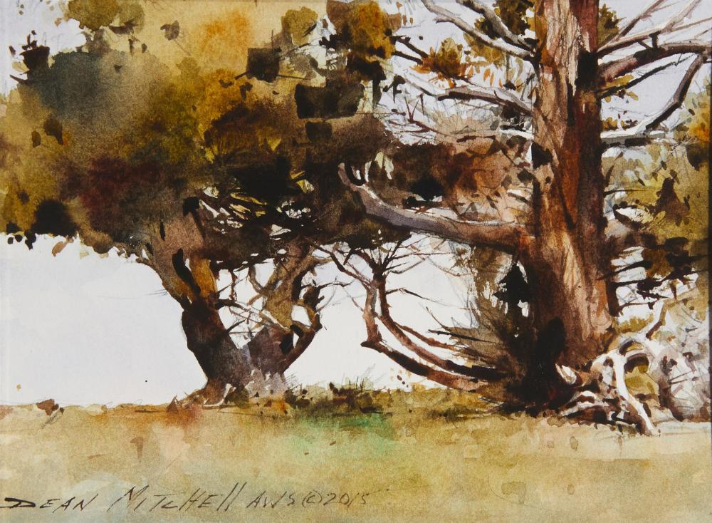 Appraisal: Dean Mitchell AWS b Trees in a landscape Watercolor on