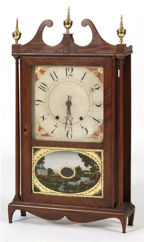 Appraisal: FEDERAL PILLAR AND SCROLL SHELF CLOCK First Half of the