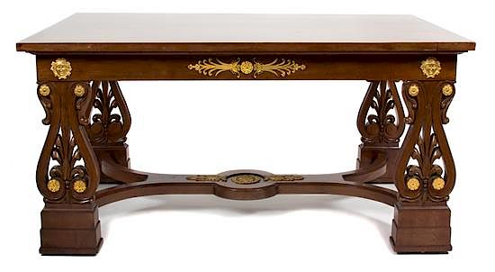 Appraisal: An Italian Neoclassical Style Mahogany Library Table Height x width