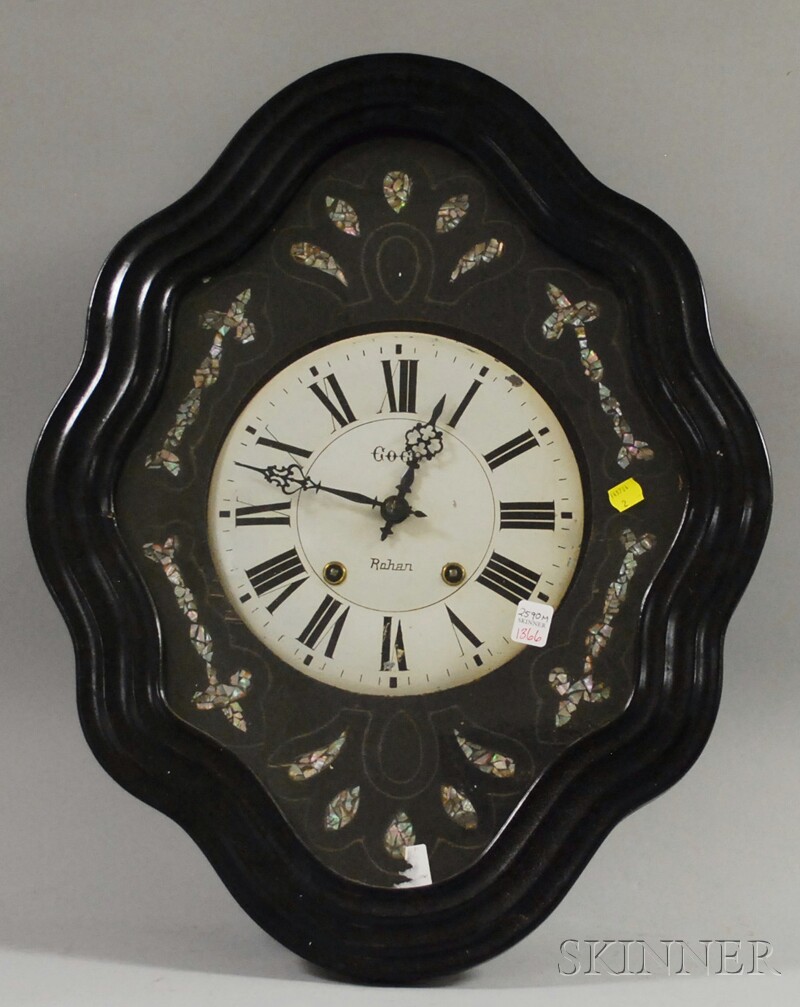 Appraisal: French Baker's Wall Clock ebonized case with mother-of-pearl decoration surrounding