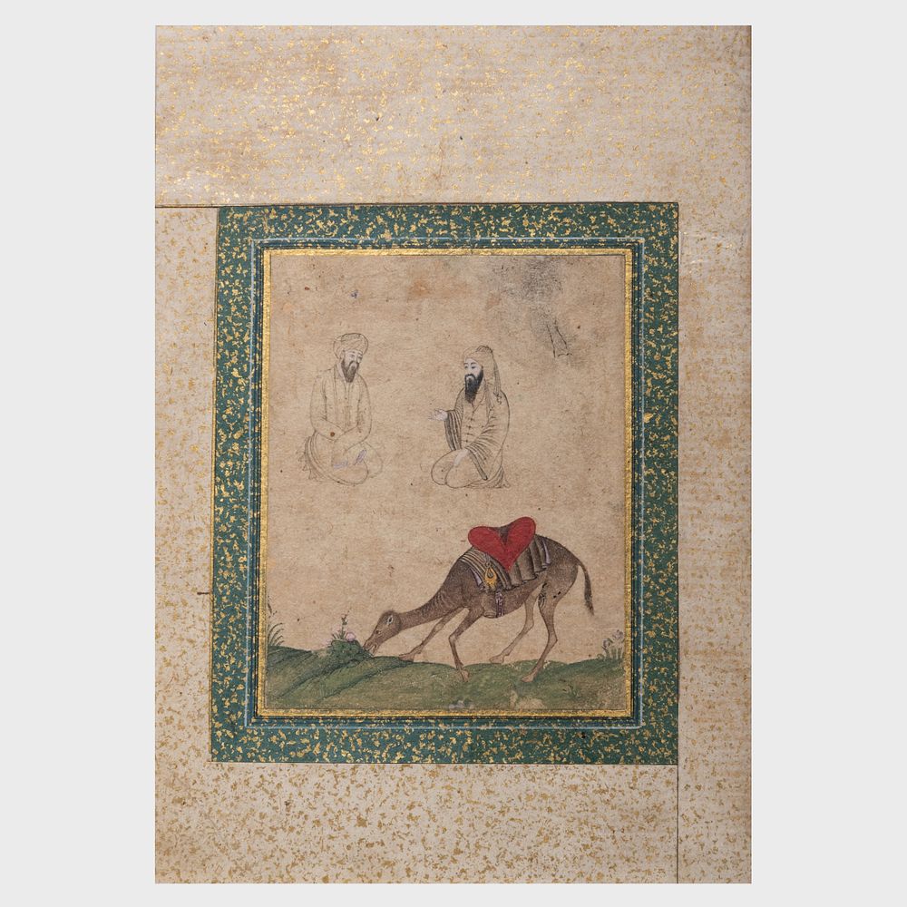 Appraisal: Minature Grazing Camel probably Persian Opaque pigments highlighted with gold