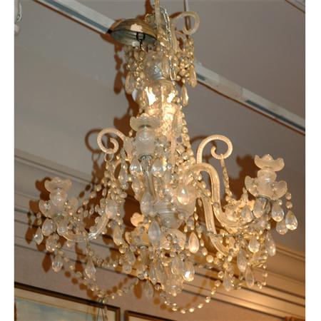 Appraisal: George III Style Cut Colorless Glass Six-Light Chandelier Estimate -