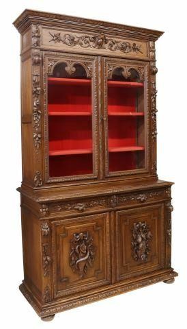 Appraisal: French Henri II style oak stepback bookcase late th c