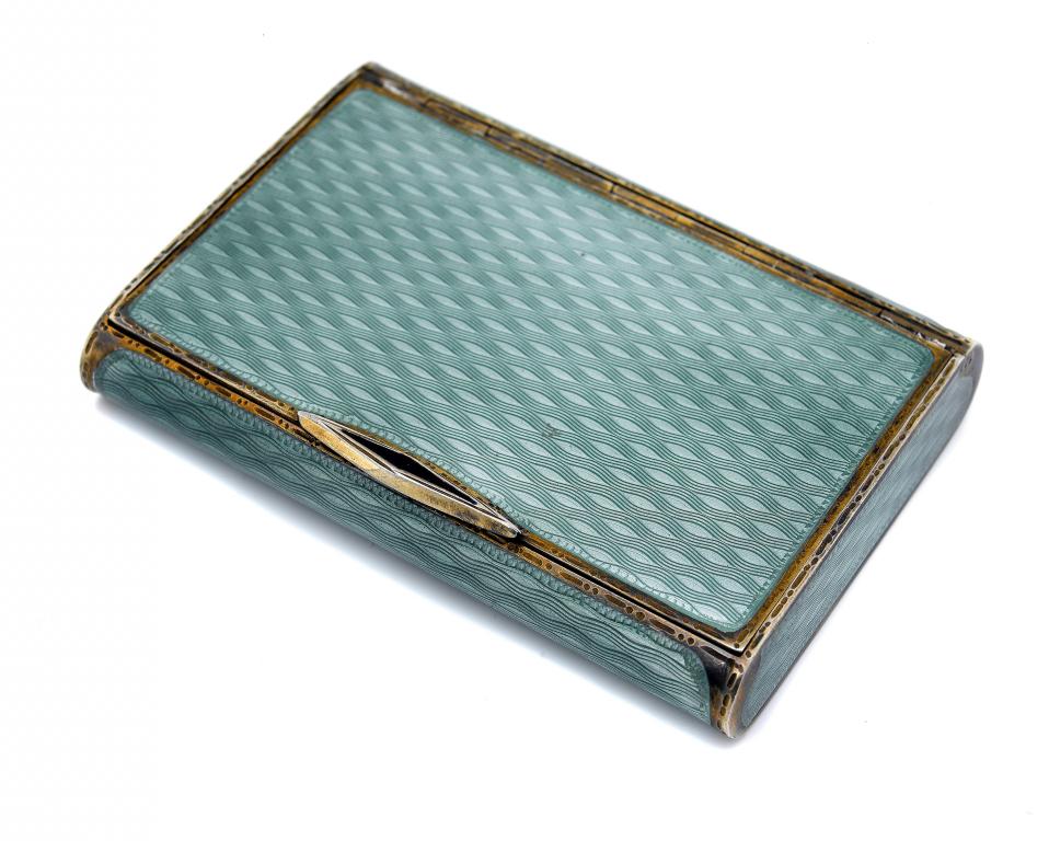 Appraisal: A SILVER GILT AND GREEN GUILLOCHE ENAMEL CIGARETTE CASE BY