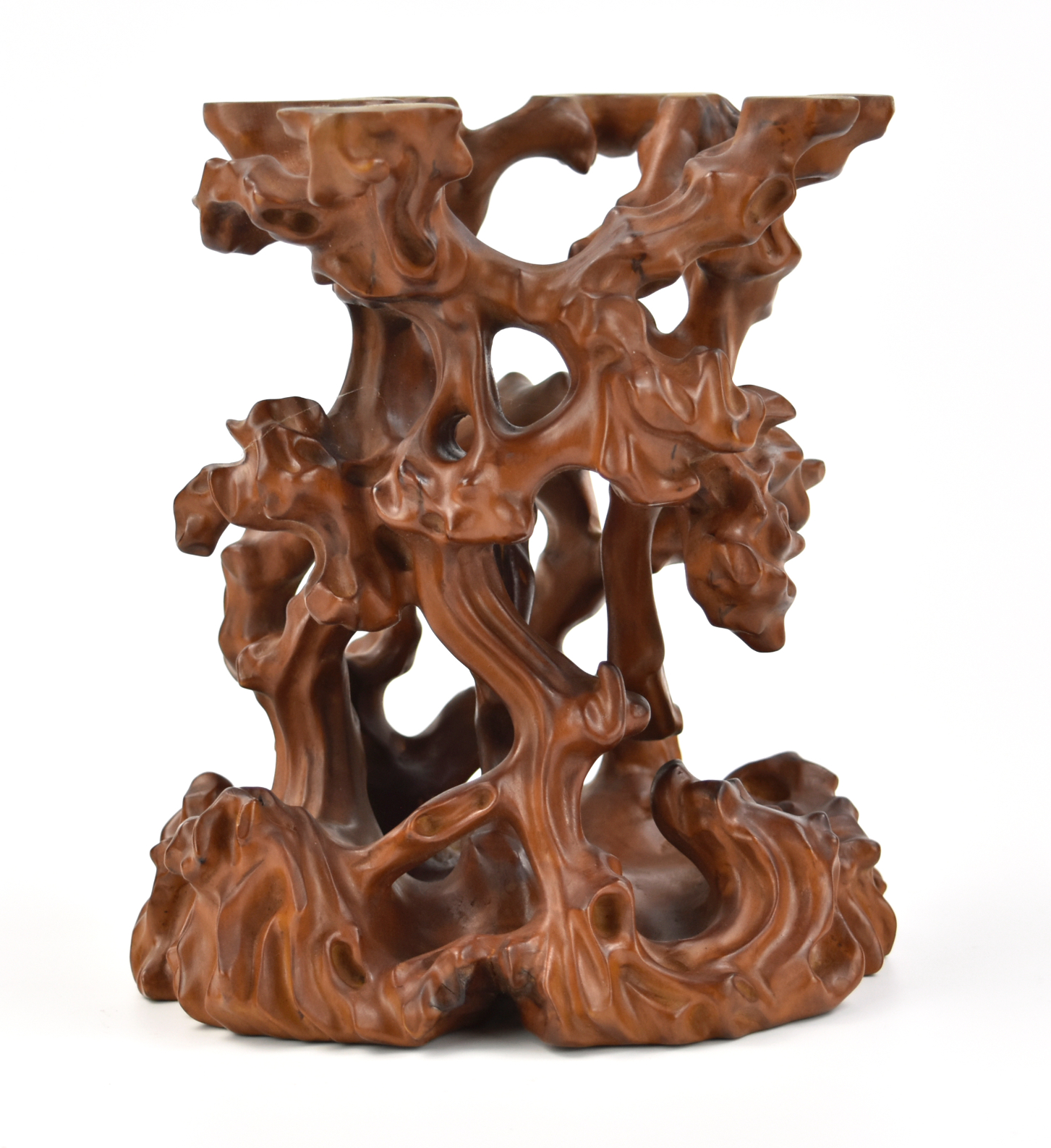 Appraisal: boxwood stand finely carved to resemble a natural root formation