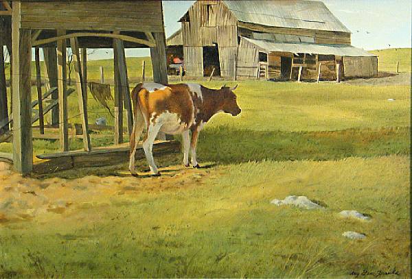 Appraisal: Roy Gene Franks American th Century A farmyard scene signed