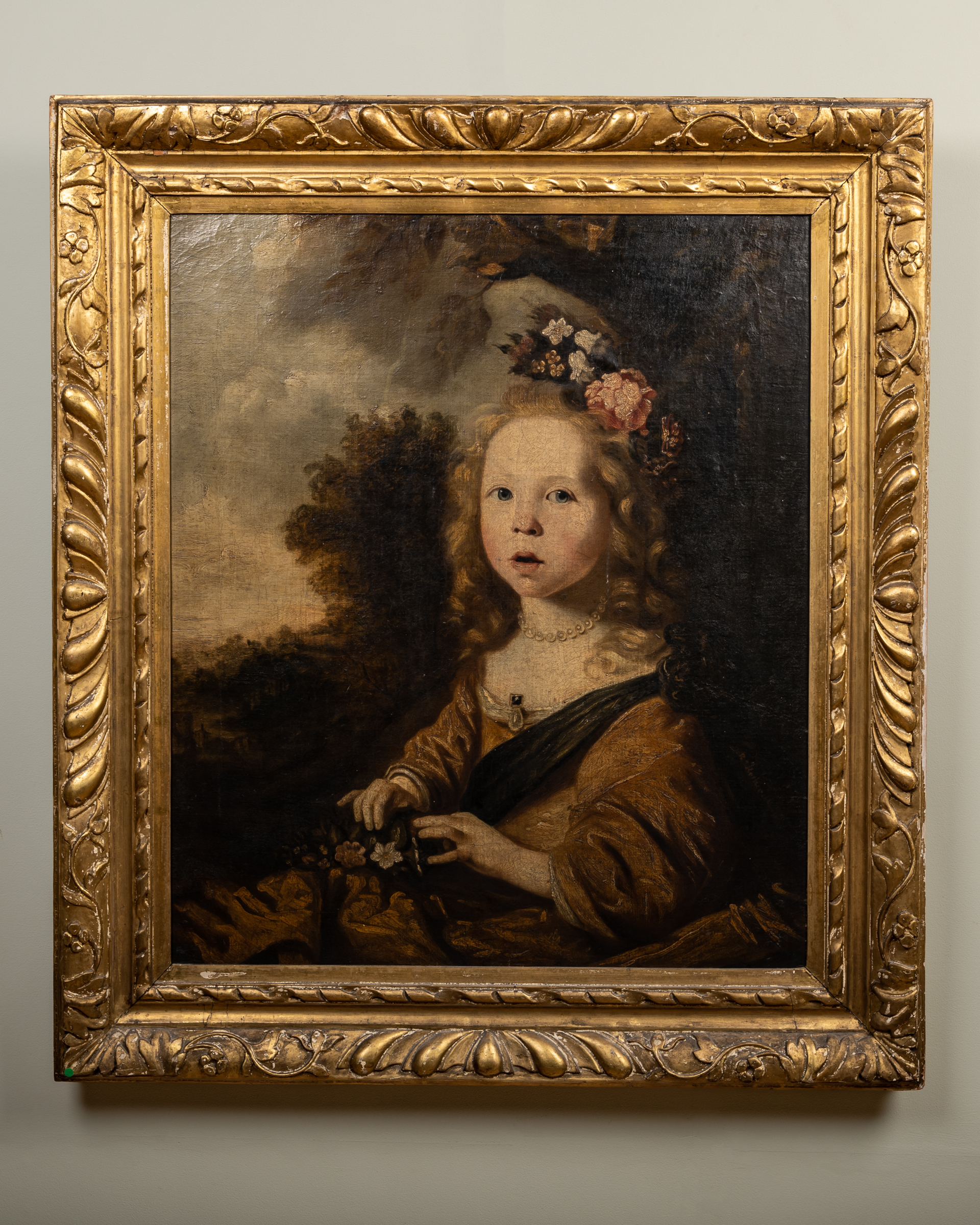 Appraisal: th century English school 'Young Girl with Floral Headdress' oil